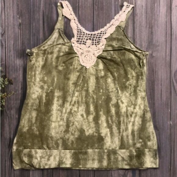 Self Esteem Tops - Self Esteem Olive Tie-Dye Camisole with Lace Detail Size L